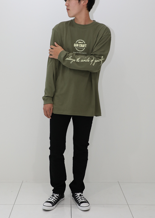 WIRE CIRCLE LONG SLEEVE T-Shirt (OLIVE)